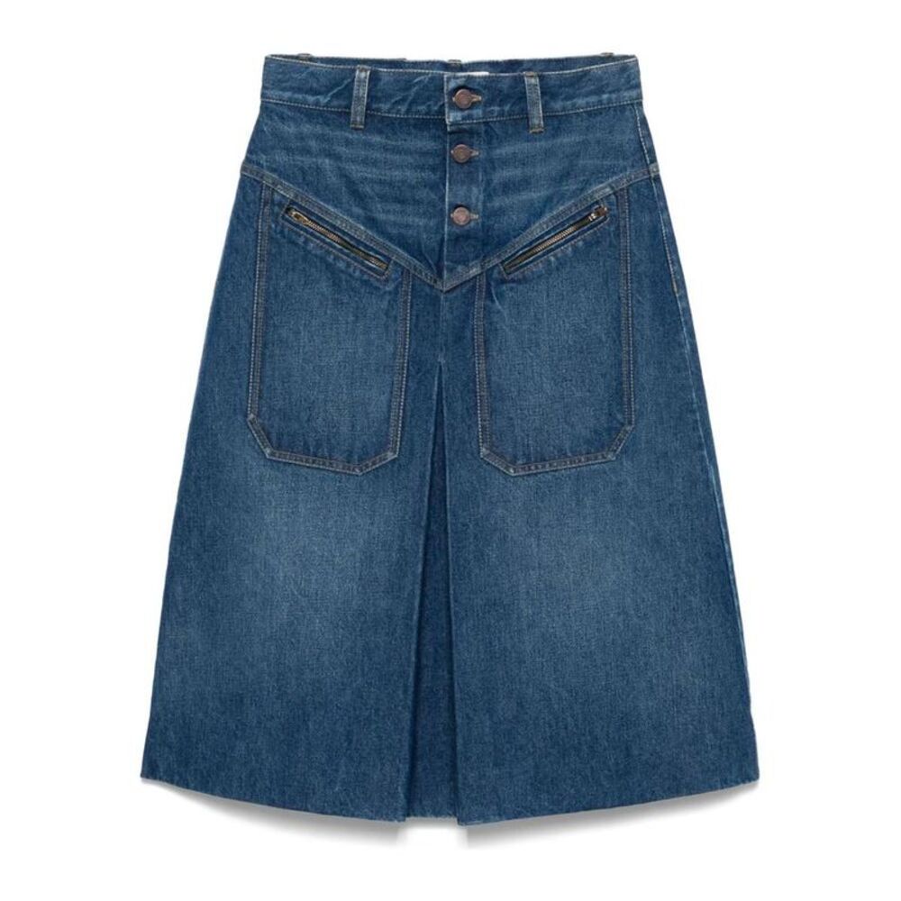 CHLOE Women's Denim A-Line Skirt with Zipper Pockets Women BLUE Skirts - Picture 1 of 5